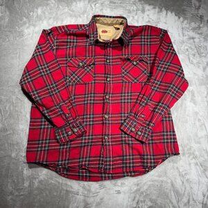VTG FIELD N' FOREST Button Plaid Heavy Flannel Long Sleeve Shirt Men's 3XL Red